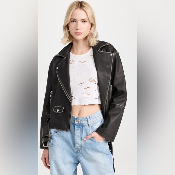 BLANK NYC Vegan Leather Moto Jacket with Belt - Picture 5 of 15